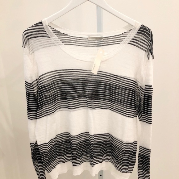 Townsen Women’s Zuma Slub-Knit White and Black Striped Sweater M - Picture 3 of 10